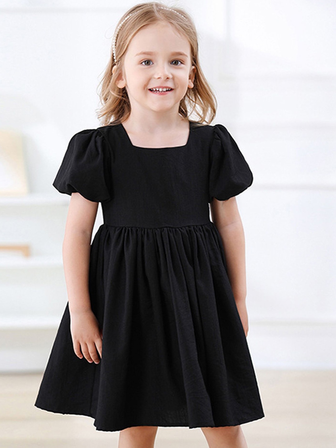 

LULU & SKY Girls Flutter Sleeve Fit & Flare Dress, Black