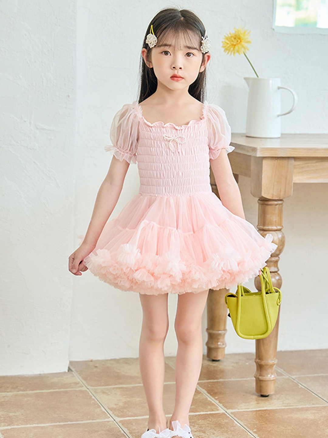 

LULU & SKY Girls Self Design Fit & Flare Dress, Pink