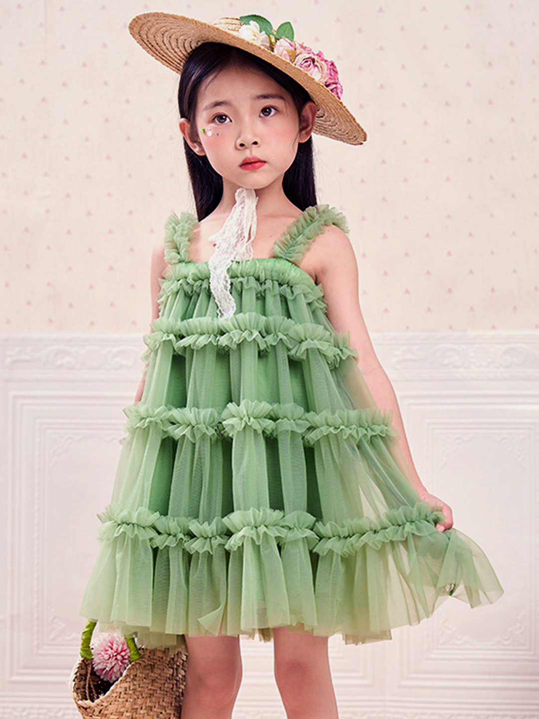 

LULU & SKY Girls A-Line Tiered Dress, Green