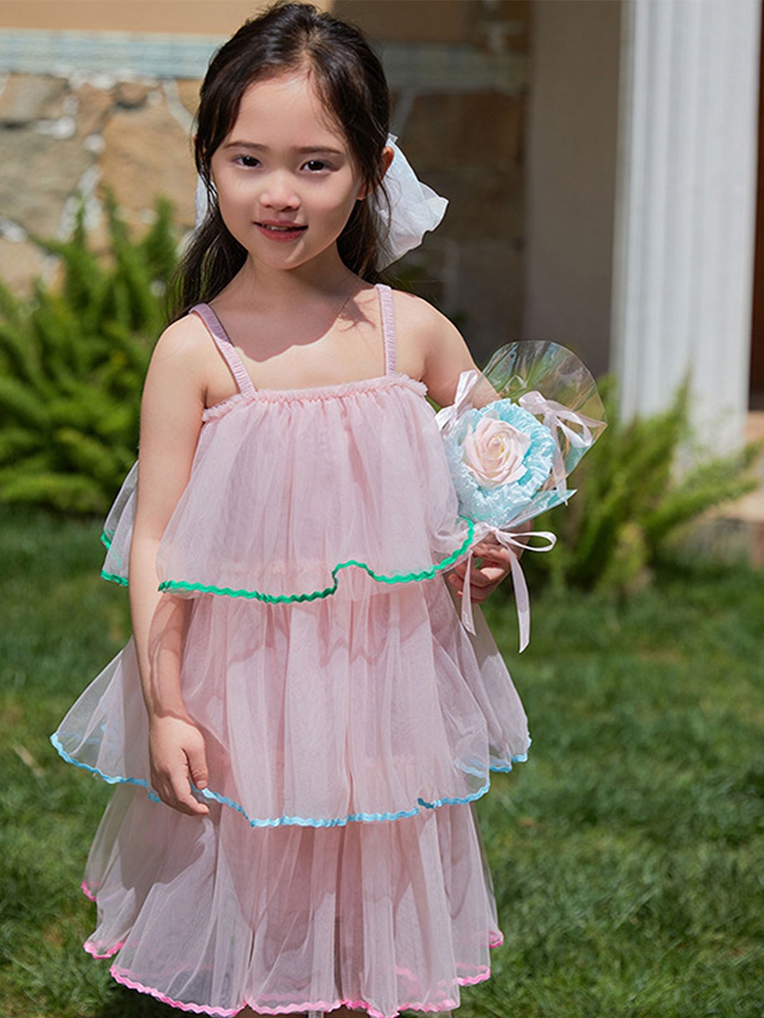 

LULU & SKY Girls A-Line Tiered Dress, Pink