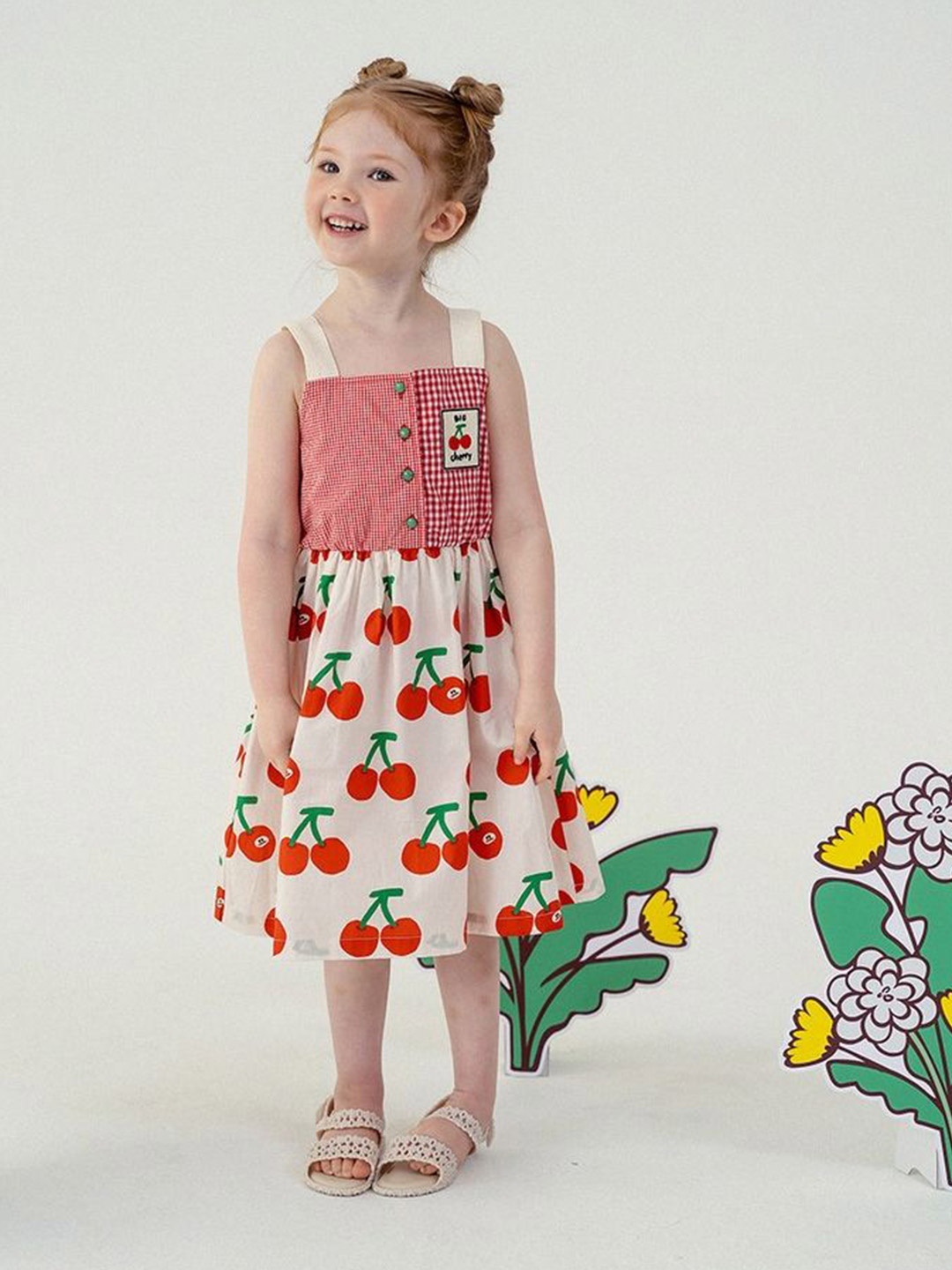 

LULU & SKY Girls Conversational Checked A-Line Dress, Pink
