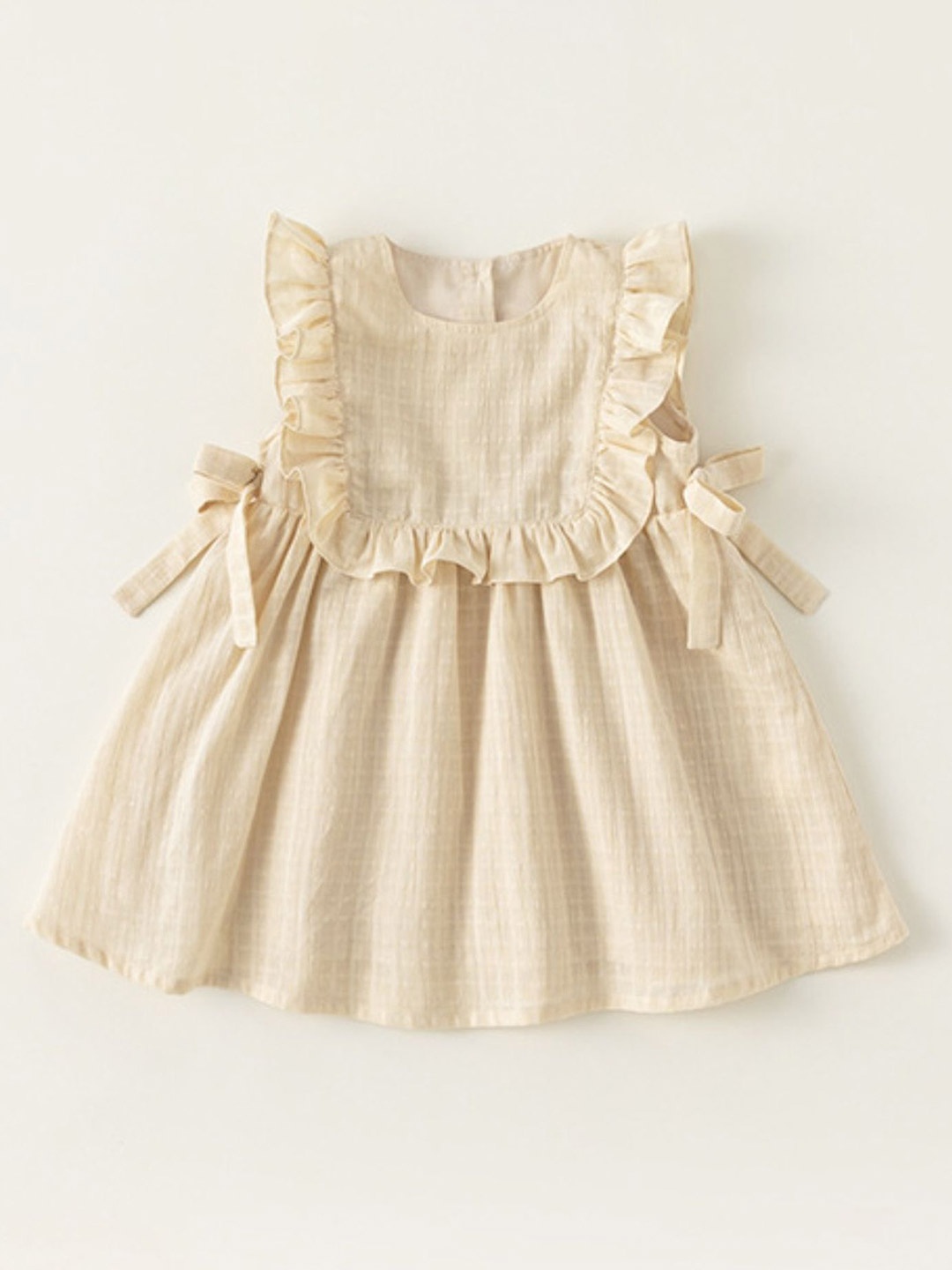 

LULU & SKY Girls Checked A-Line Dress, Beige