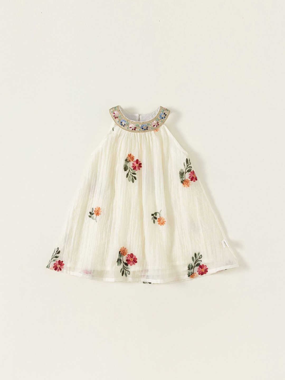 

LULU & SKY Girls Floral Embellished A-Line Dress, White