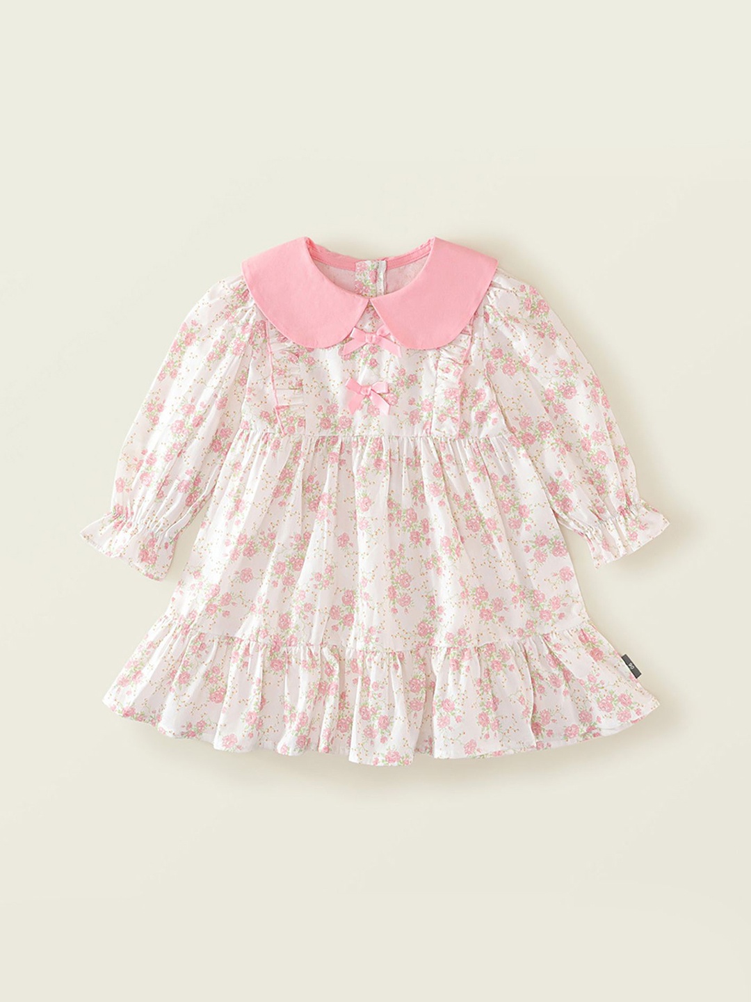 

LULU & SKY Girls Floral Printed Peter Pan Collar Fit and Flare Dress, Pink