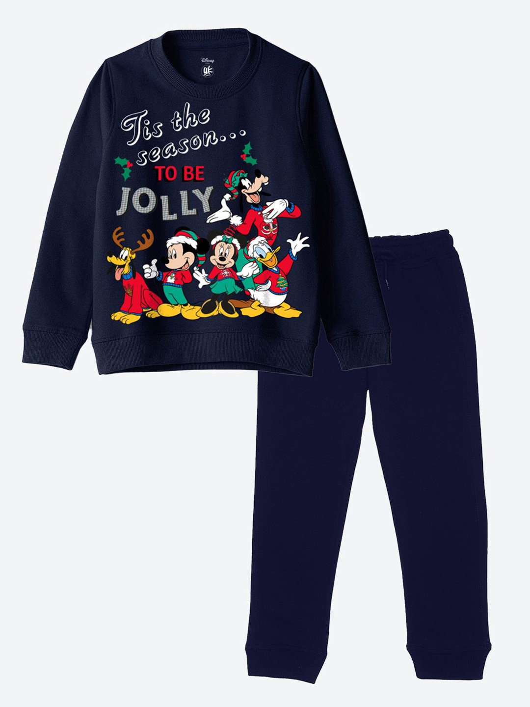 

YK Boys Disney Printed Round Neck Long Sleeves Sweatshirt With Jogger, Navy blue