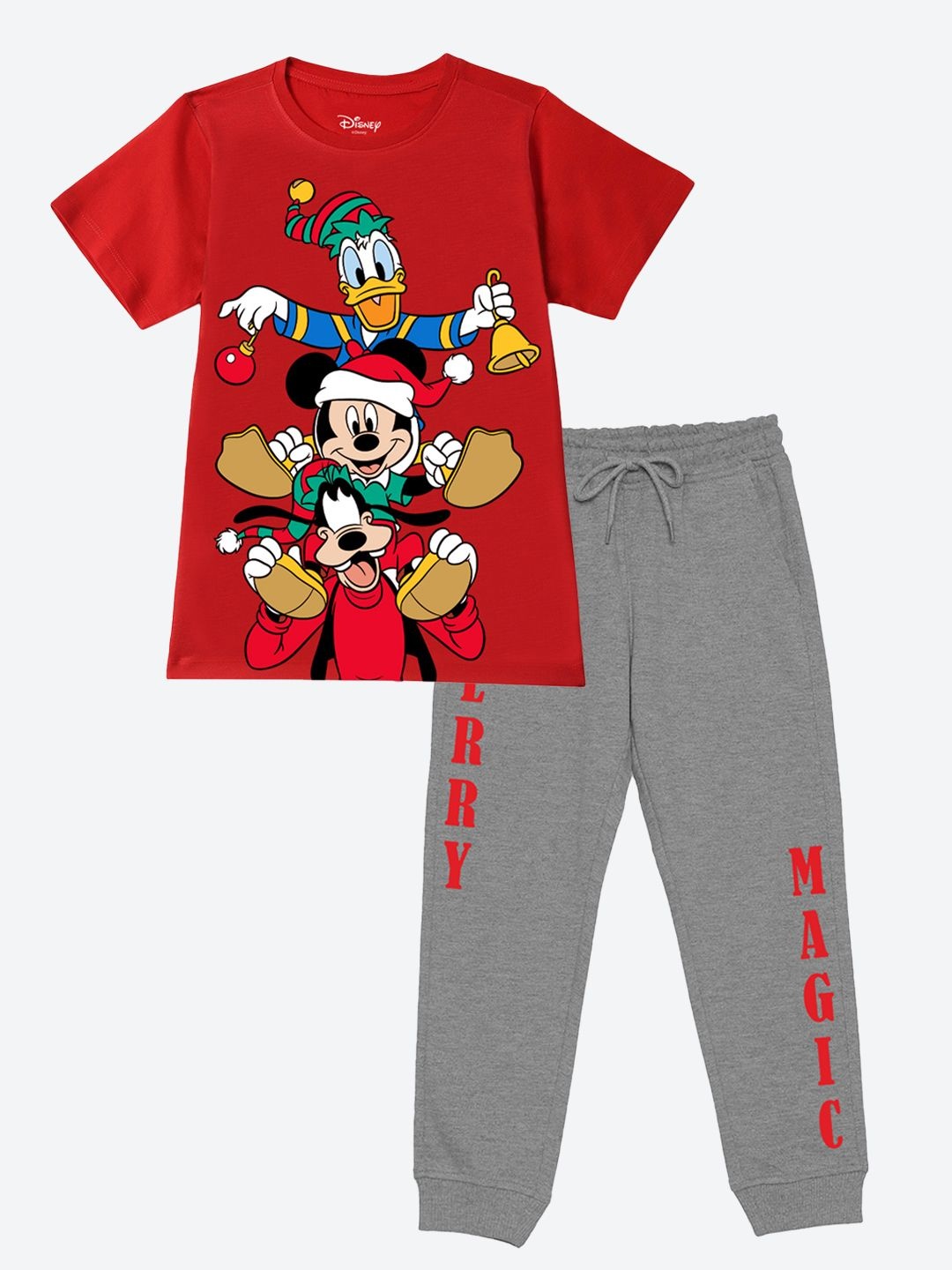 

YK Boys Disney Printed Round Neck Short Sleeves T-Shirt With Jogger, Red