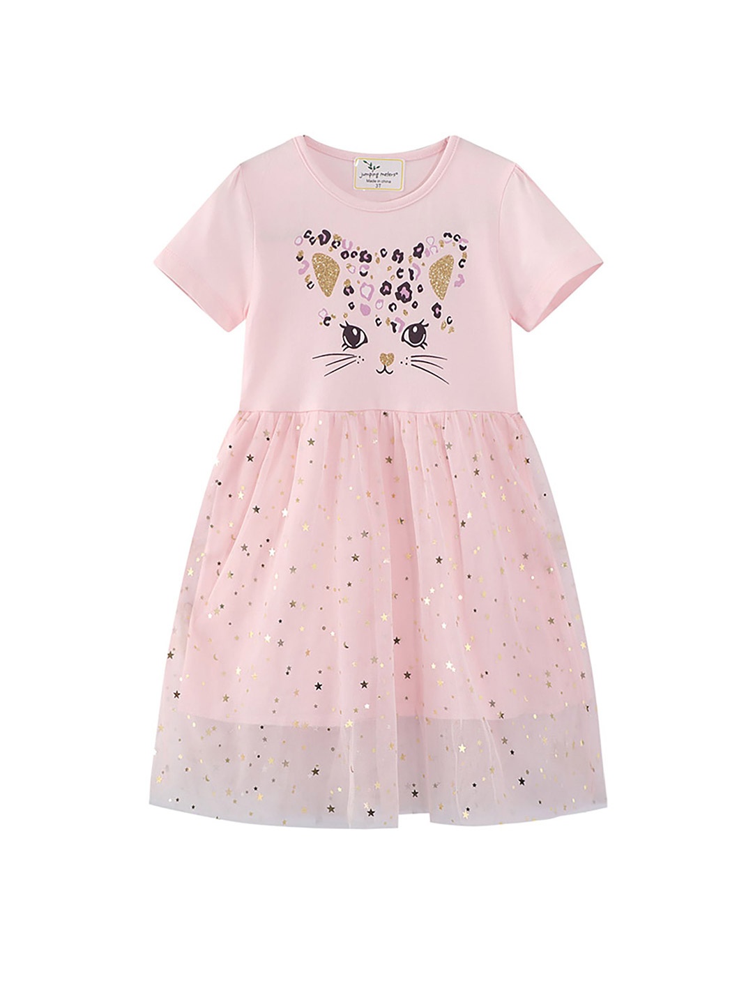 

LULU & SKY Girls Printed Fit and Flare Dress, Pink