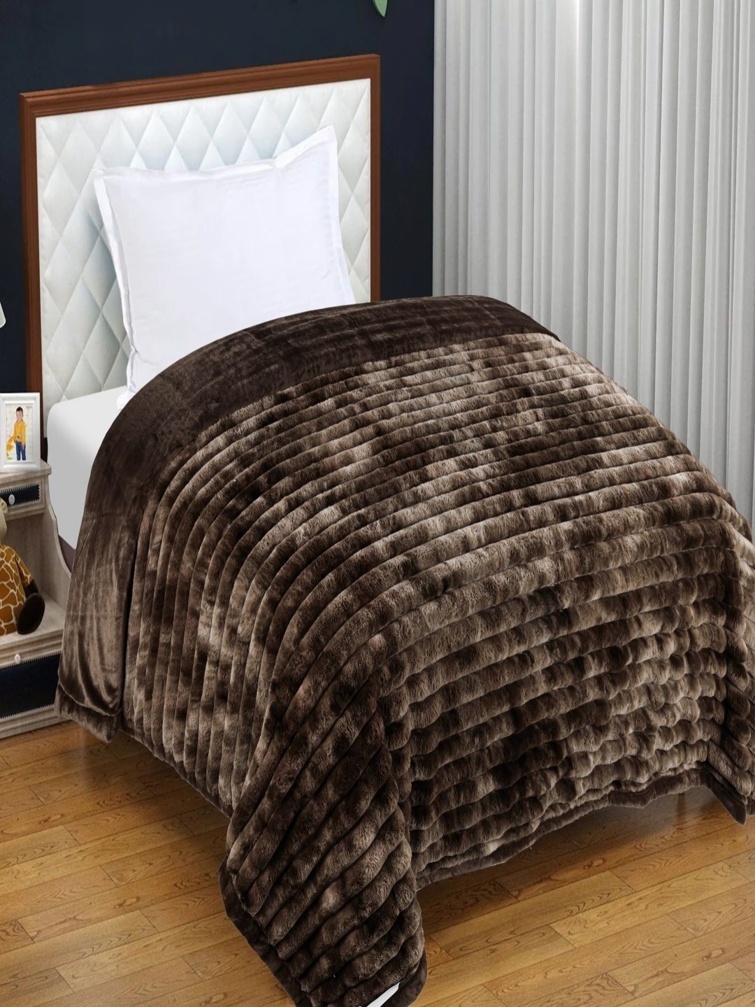 

GAPU & BALY Coffee Brown Abstract Fur 300 GSM Heavy Winter Single Bed Blanket