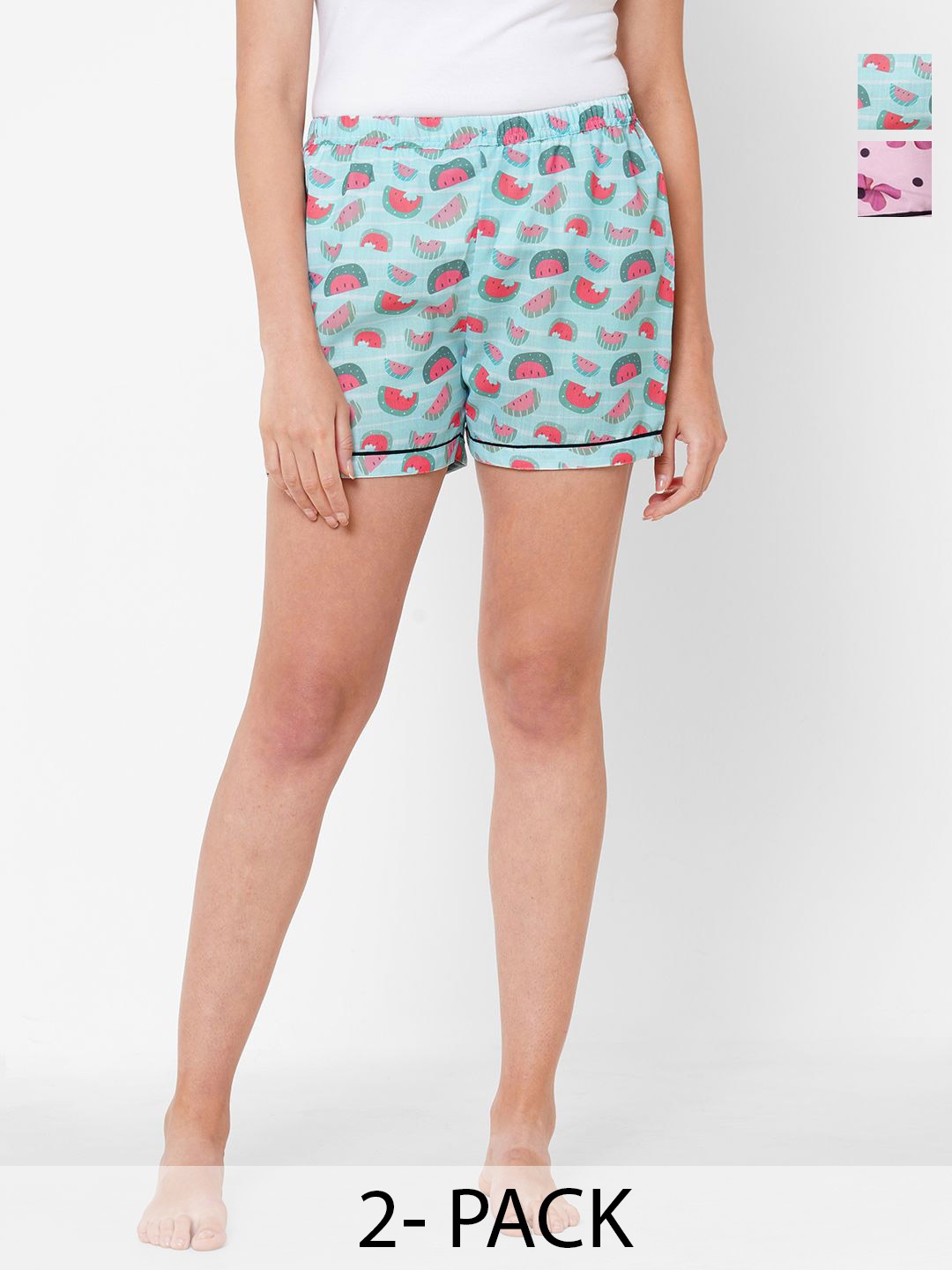 

NOIRA Women Set 2 Printed Lounge Shorts, Pink