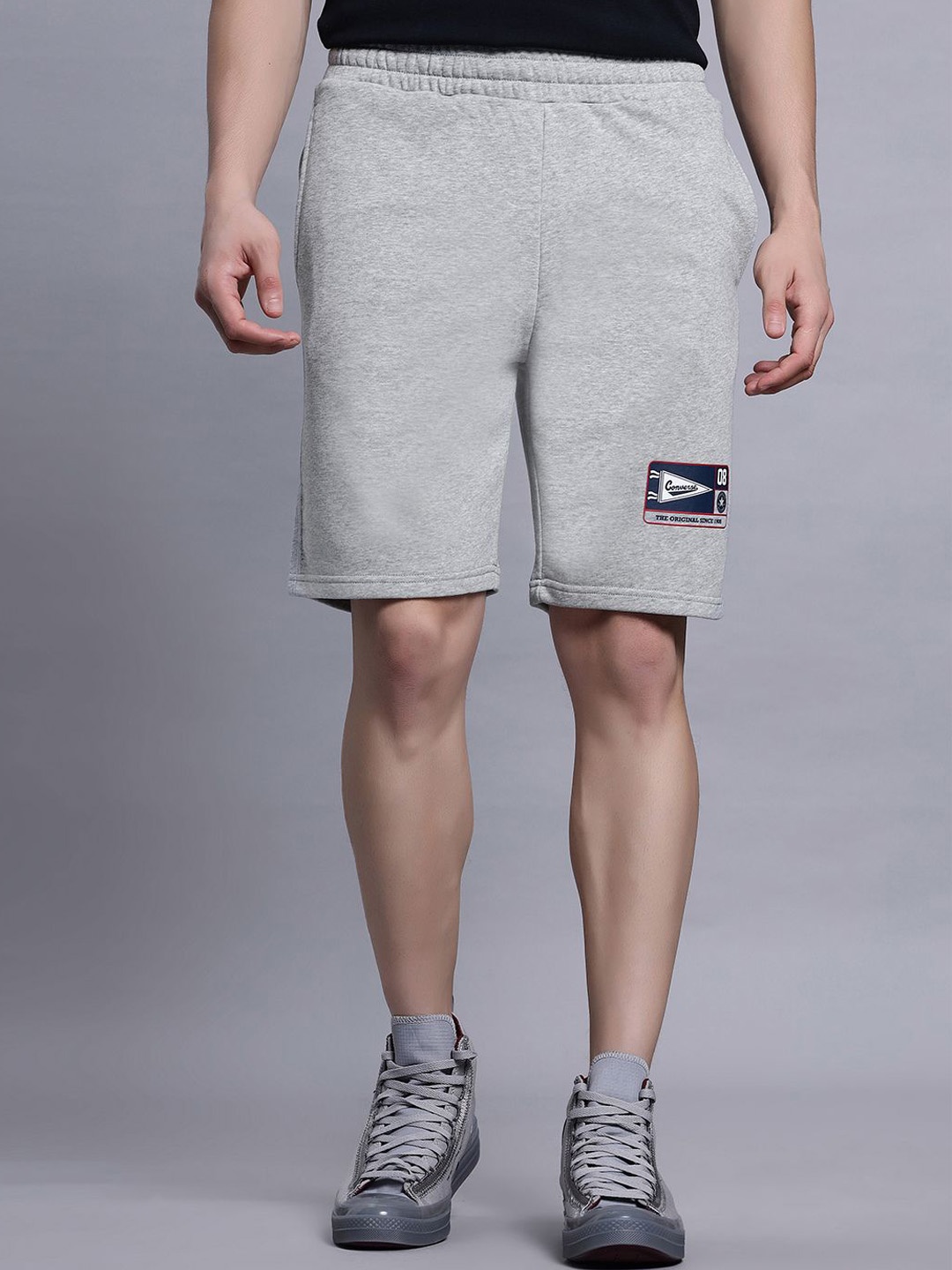 

Converse Men Oversized Graphic Printed Cotton Shorts, Grey