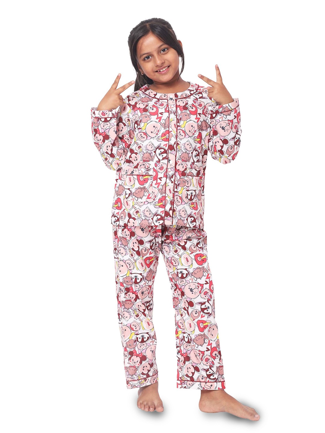 

Sleepy tots Girls Graphic Printed Night Suits, Pink