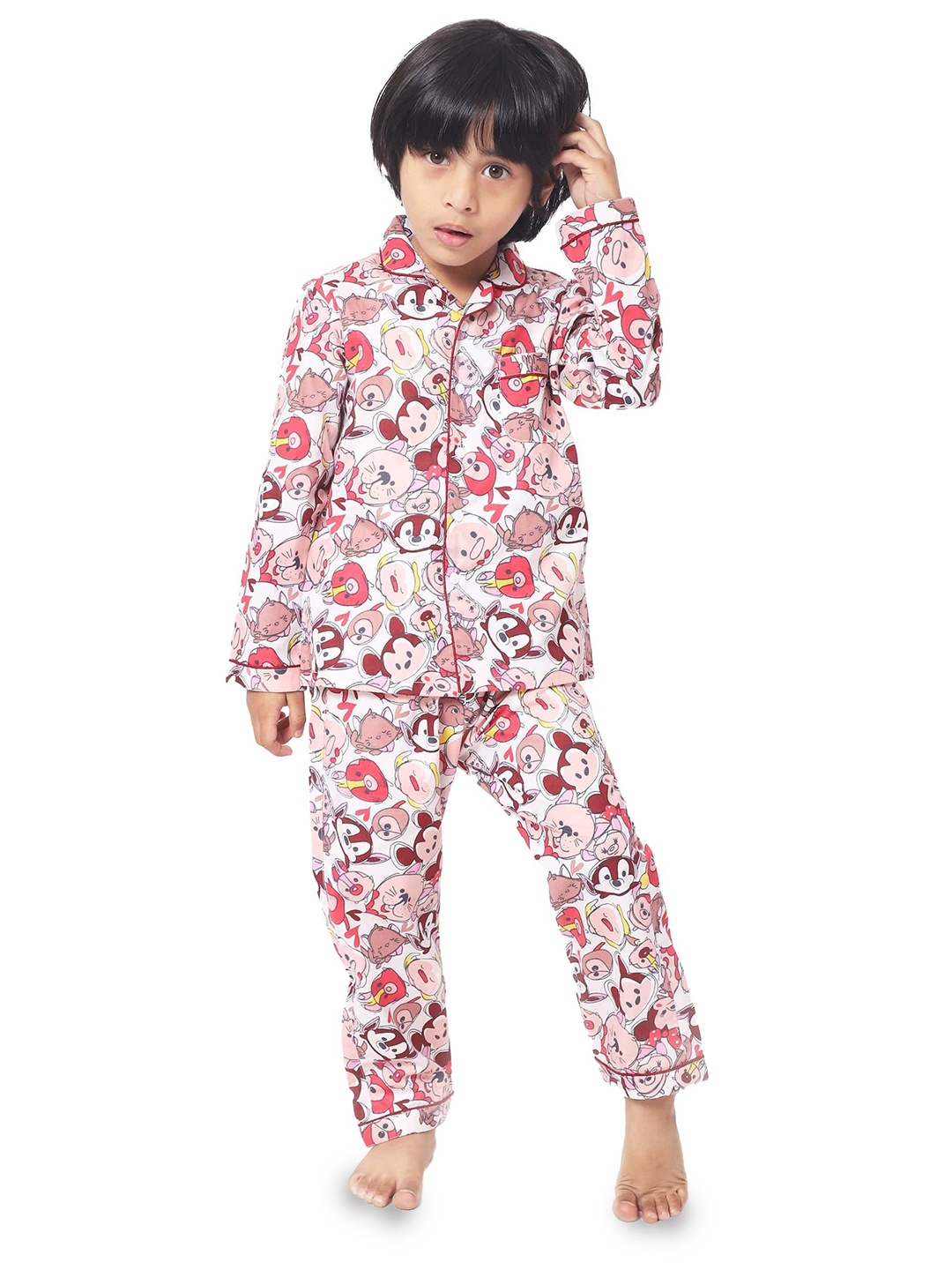 

Sleepy tots Boys Printed Pure Cotton Night suit, Pink