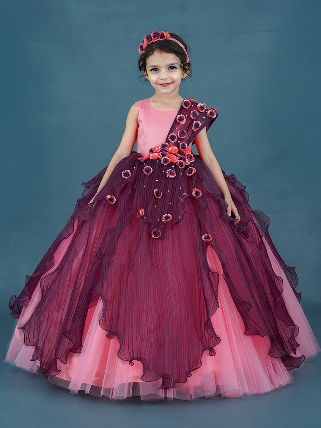 

Li & Li Boutique Girls Floral Gown Dress, Coral