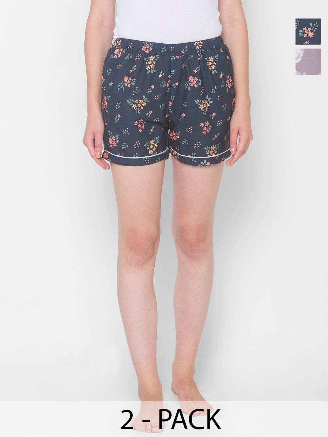 

NOIRA Women 2Pcs Printed Lounge Shorts, Lavender