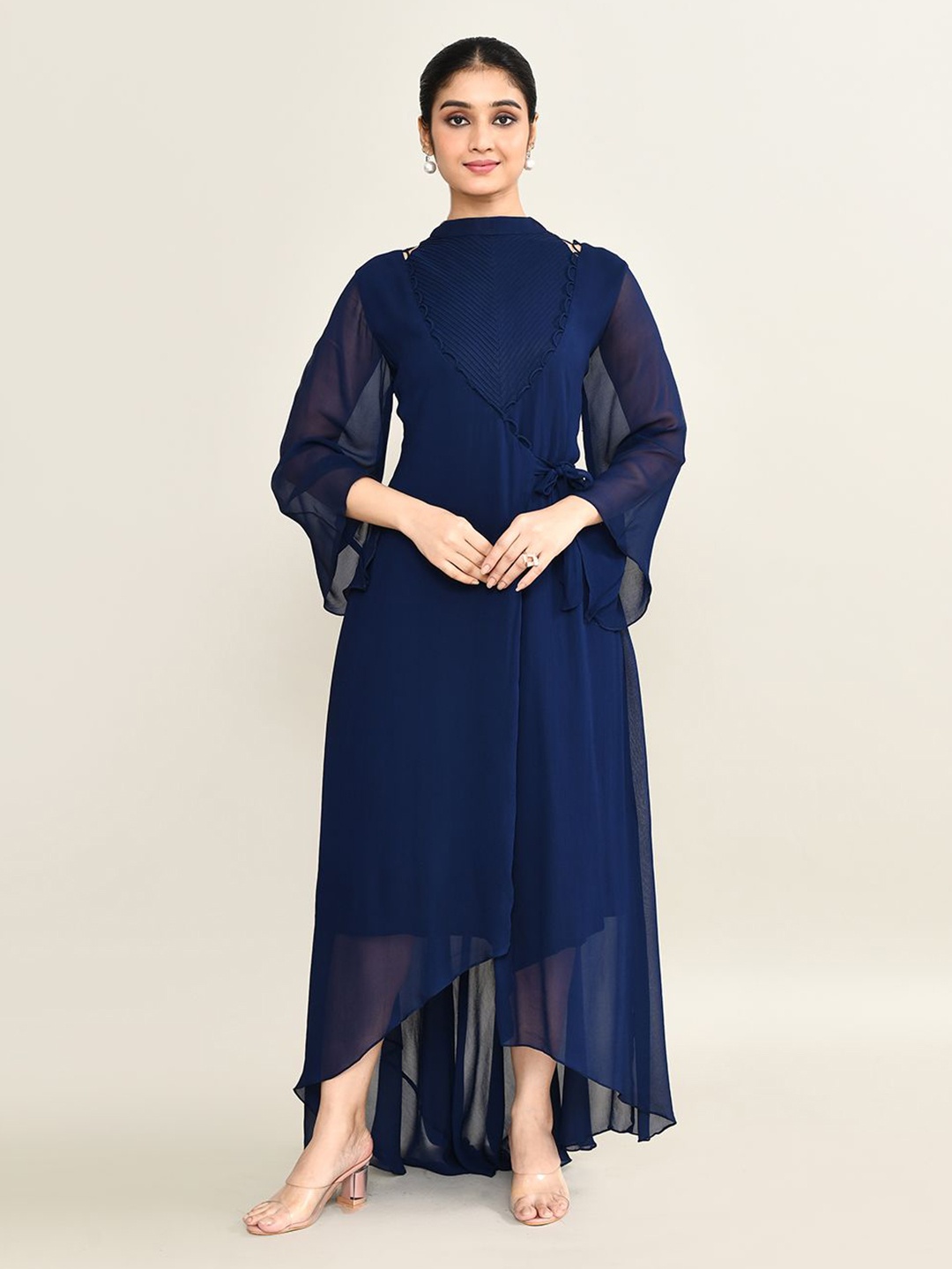 

The Maple Georgette High-Low Wrap Maxi Dress, Blue