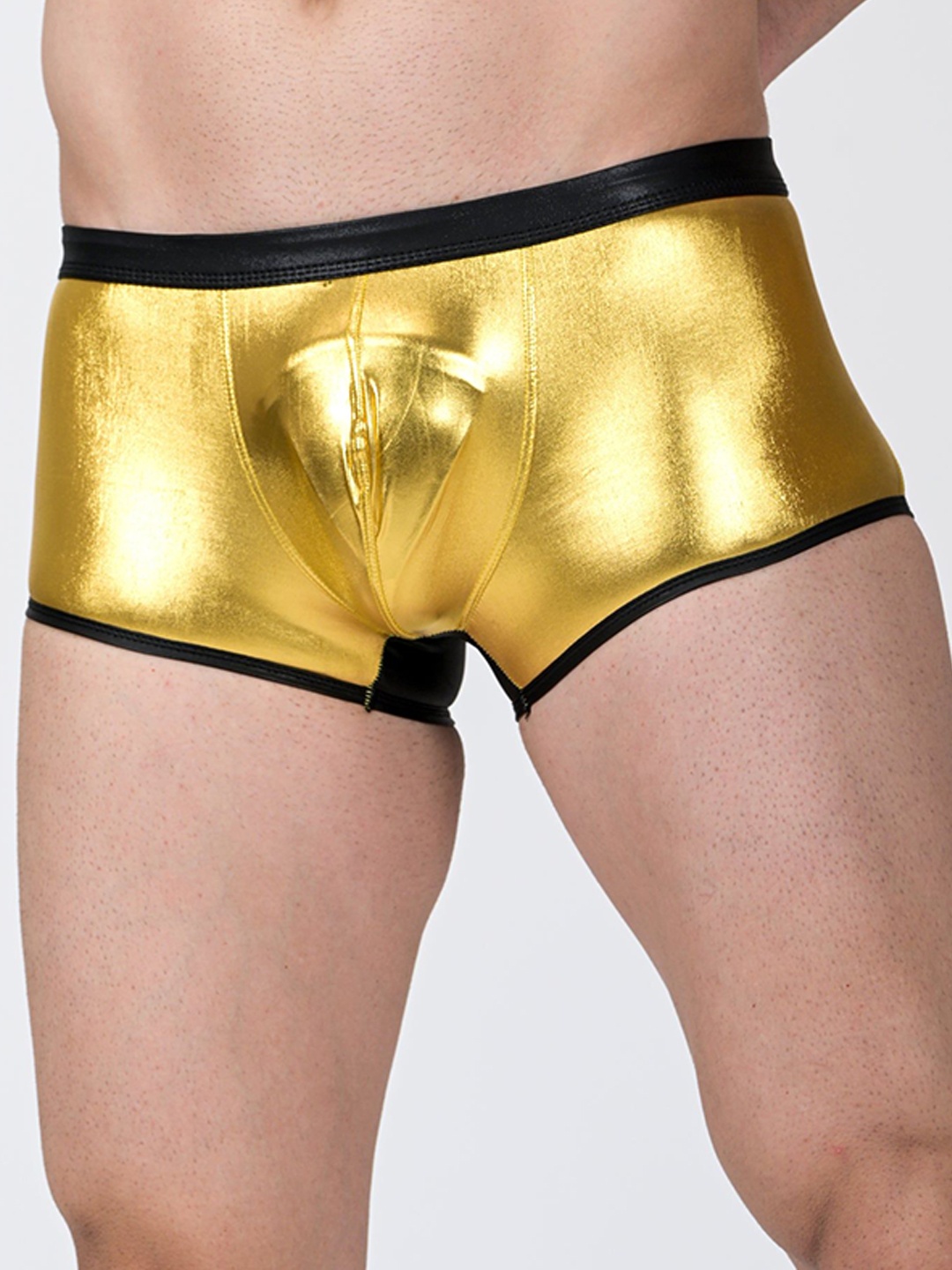 

PANTEAZY Shiny Boxer Style Briefs With Contrast details LO-NO243017-BX-G-S, Gold