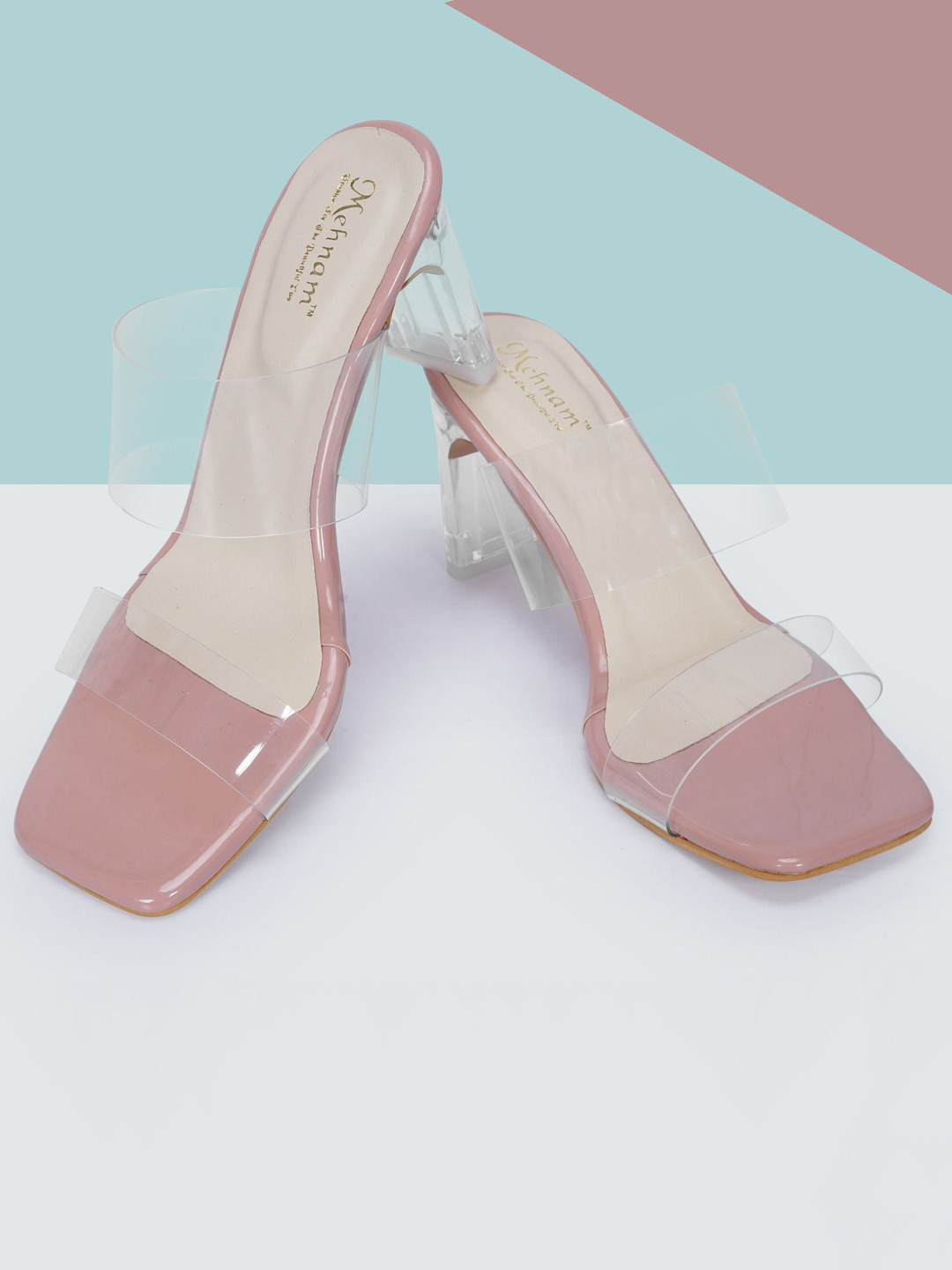 

MEHNAM Women Open Toe Block Heel Sandals, Pink