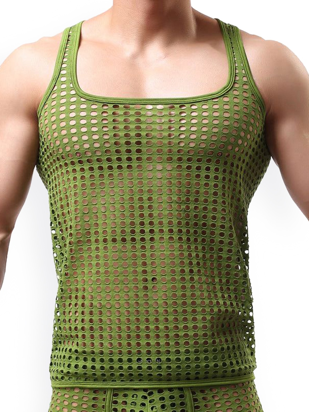 

PANTEAZY Cut Out Self Design Cotton Undershirt Vest, Green