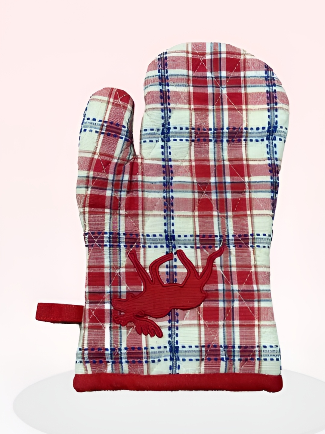 

SAJAVAT Red & Cream Checked Printed Pure Cotton Oven Glove