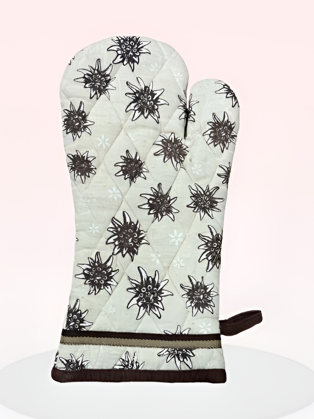 

SAJAVAT Cream & Brown Floral Printed Pure Cotton Oven Glove