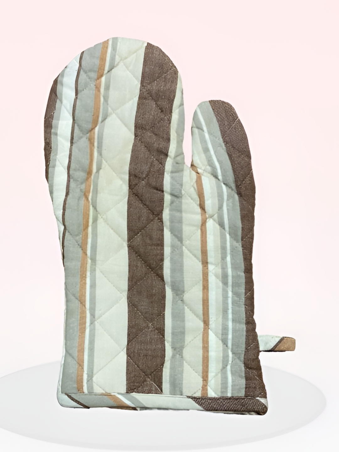 

SAJAVAT Brown & Grey Striped Printed Pure Cotton Oven Glove