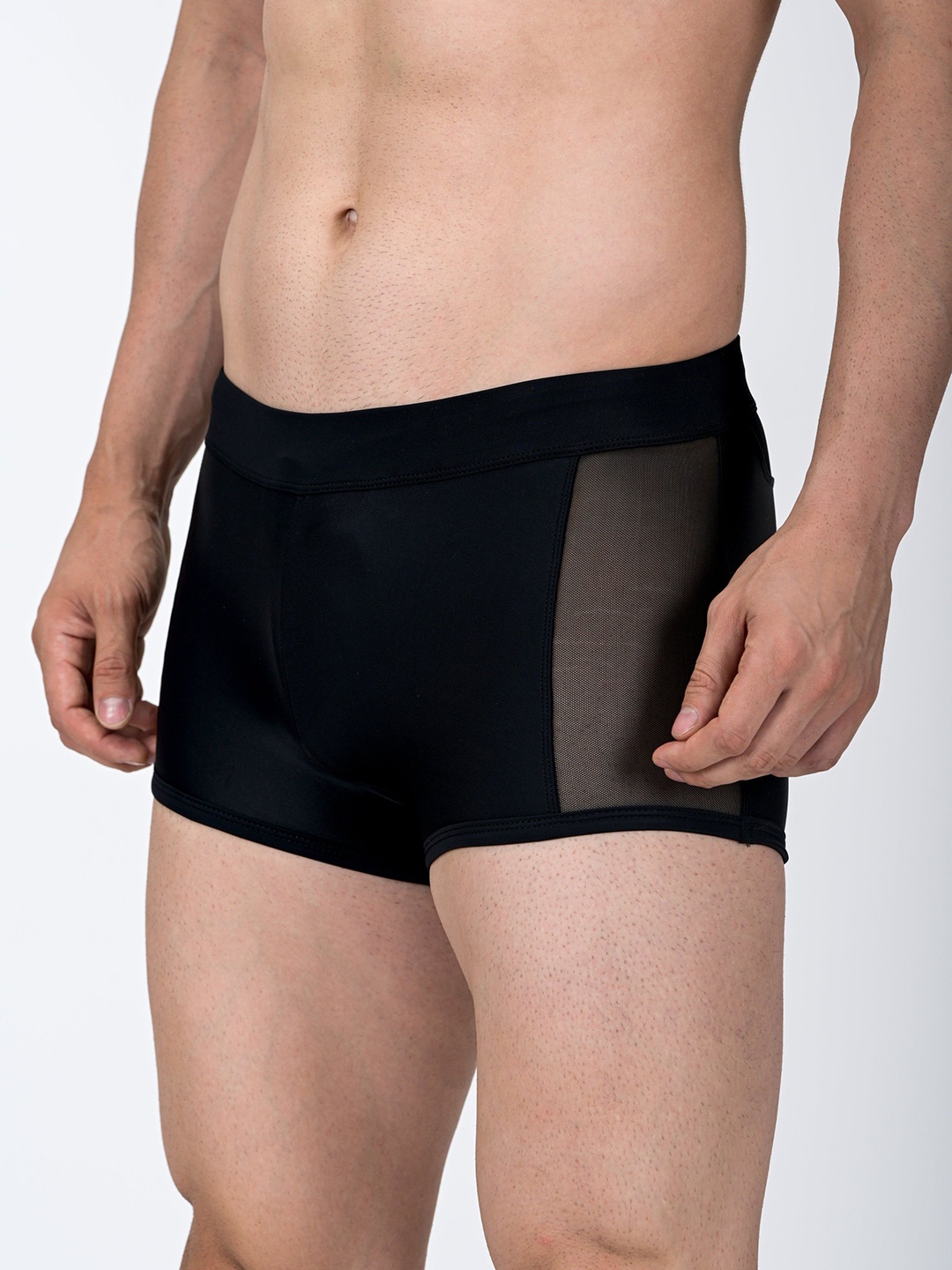 

PANTEAZY Men Side See Through Stretchable Boxer Style Briefs LO-FZ243005-BX-B-S, Black