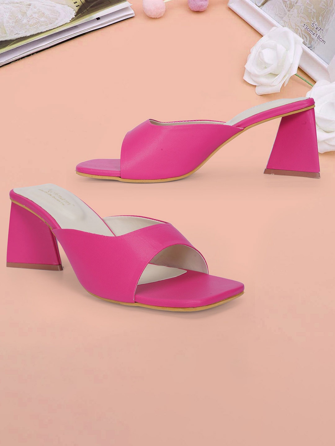 

MEHNAM Women Block Sandals, Magenta