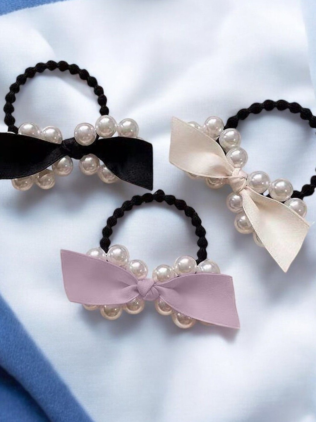

DressBerry Women Set of 3 Embellished Ponytail Holders, Purple