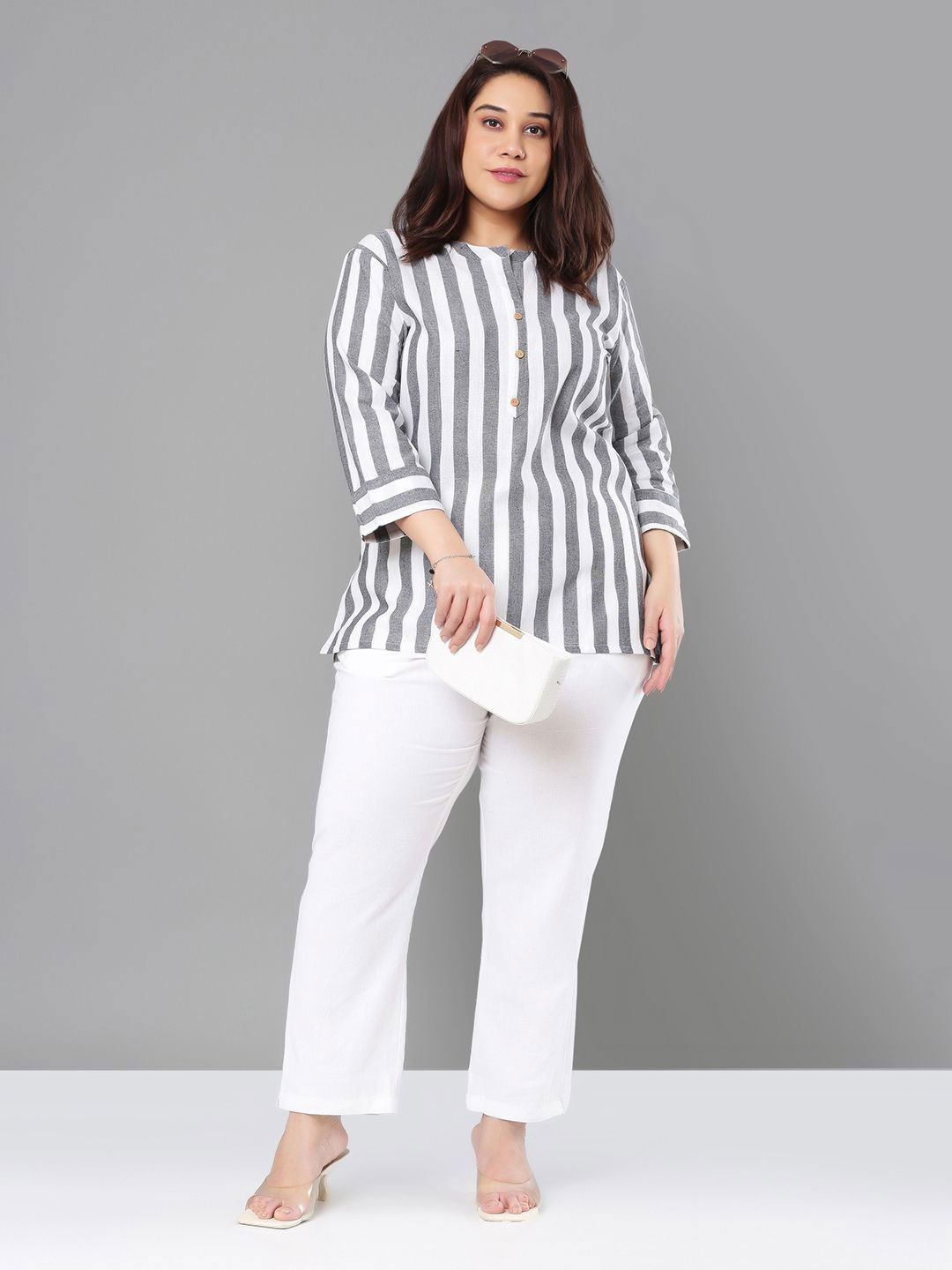 

Sztori Women Plus Size Cotton Top, Grey