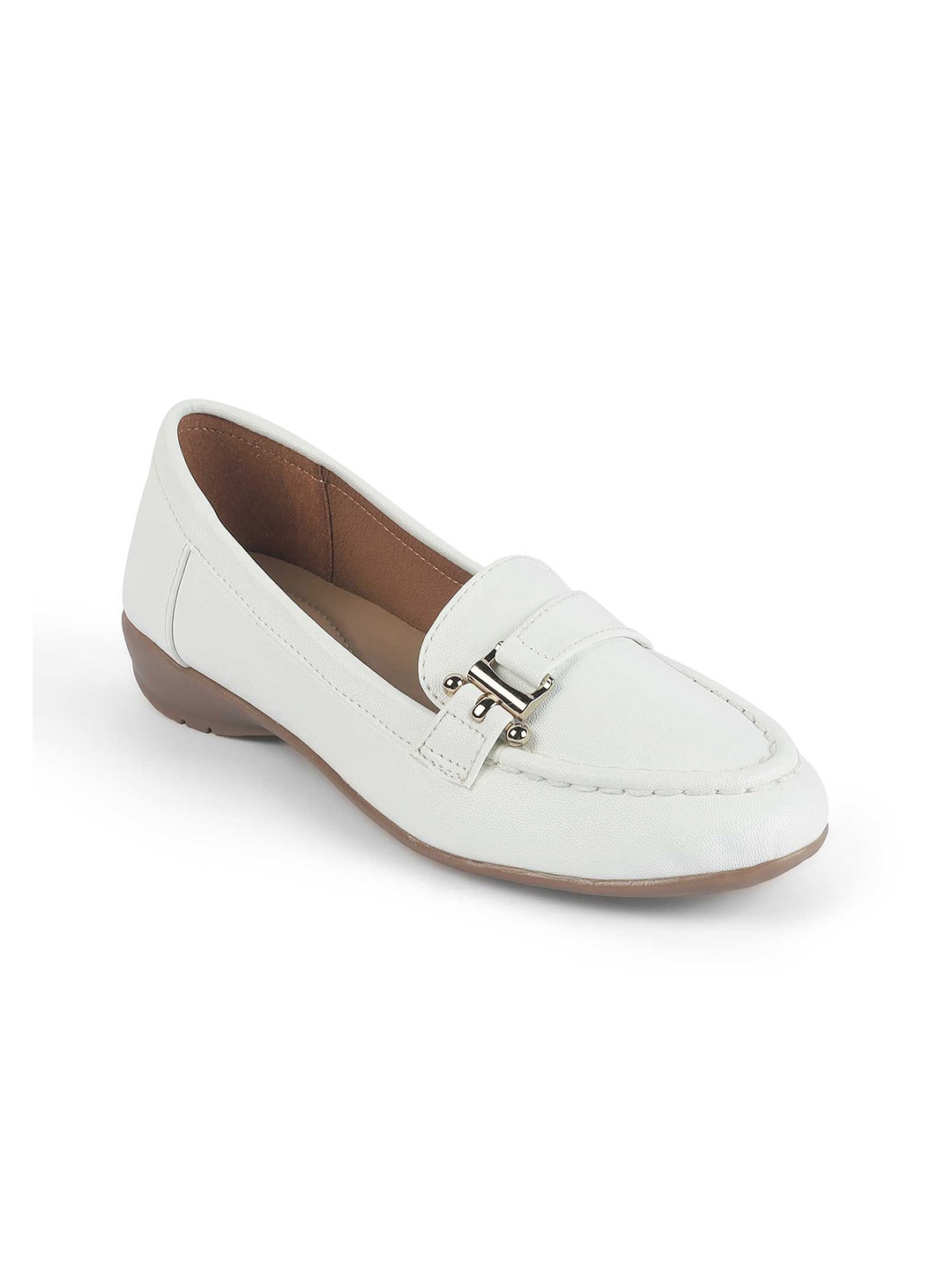 

Tresmode Women LASI Loafers With Buckles, White