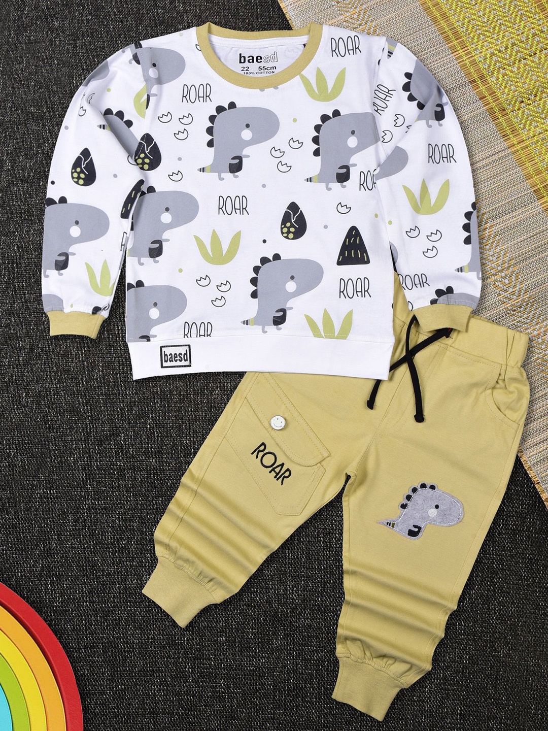 

BAESD Boys Printed Pure Cotton Sweatshirt With Joggers, Yellow