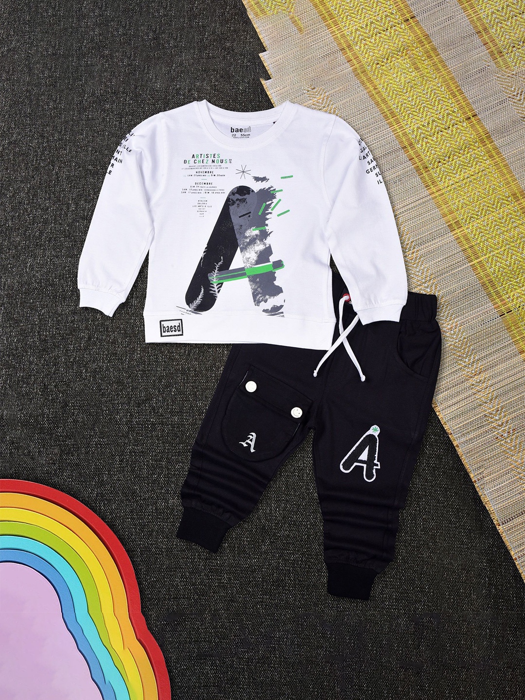 

BAESD Boys Printed Pure Cotton Sweatshirt With Joggers, White