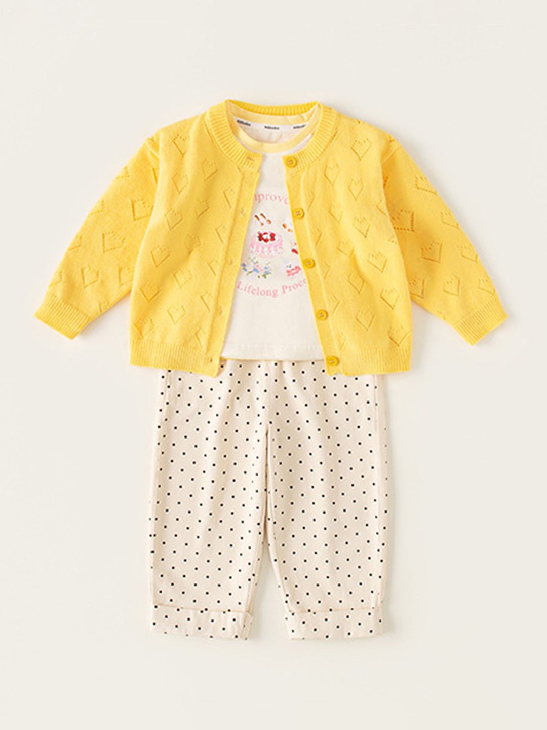 

LULU & SKY Girls Ribbed Cardigan, Yellow