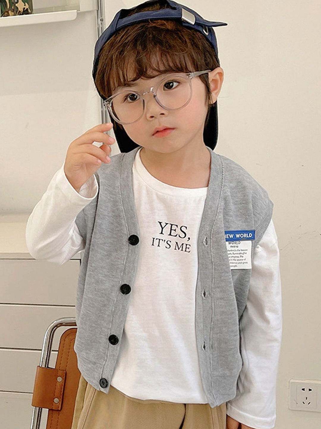

LULU & SKY Boys V-neck Cardigan, Grey