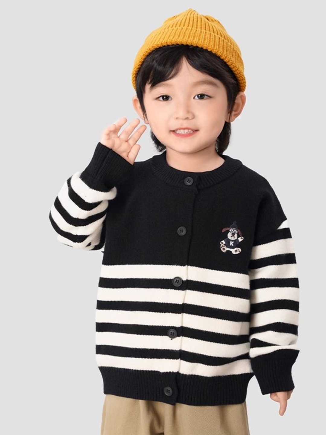 

LULU & SKY Boys Striped Cardigan, Black