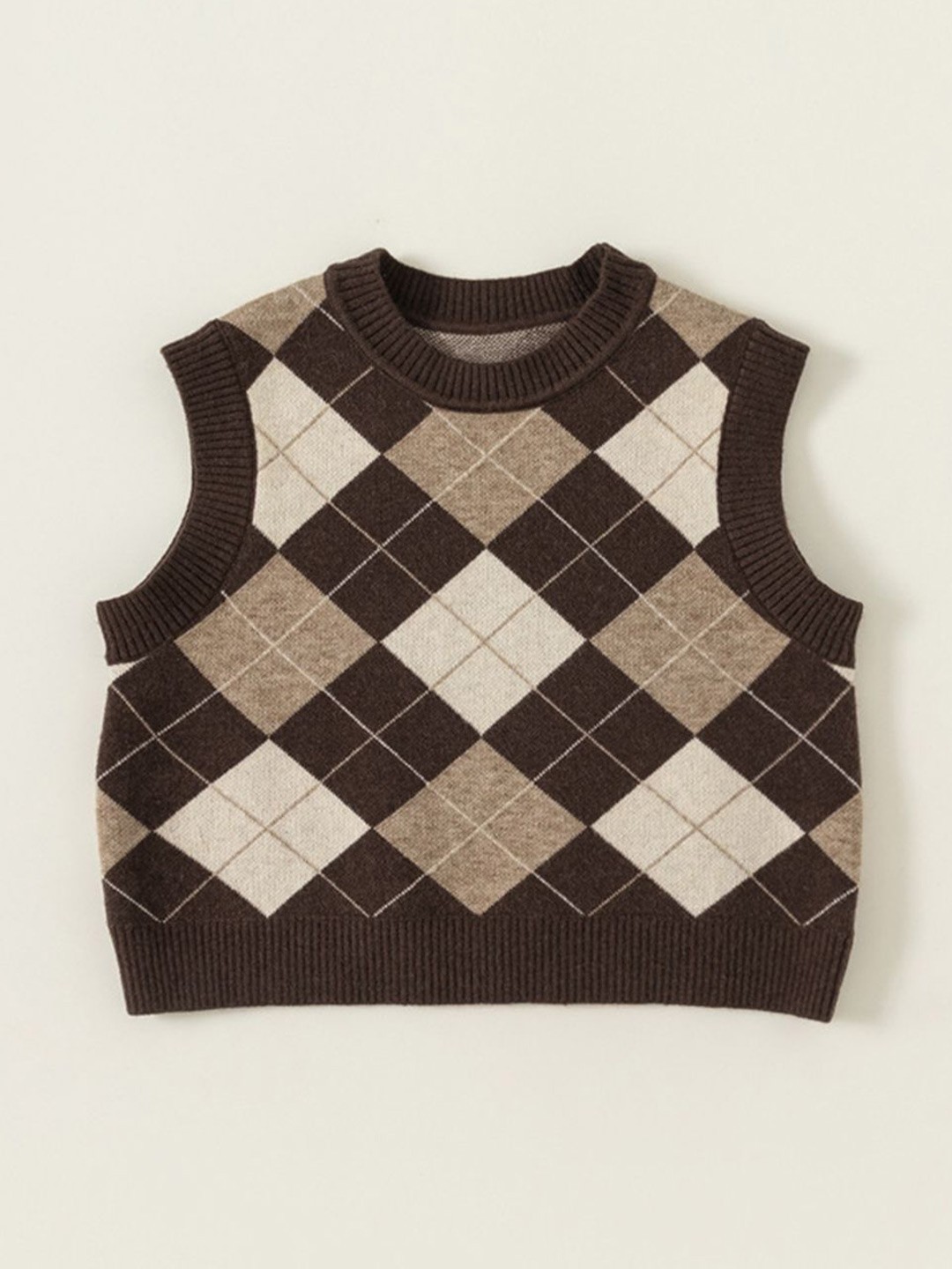 

LULU & SKY Girls Checked Cardigan, Brown