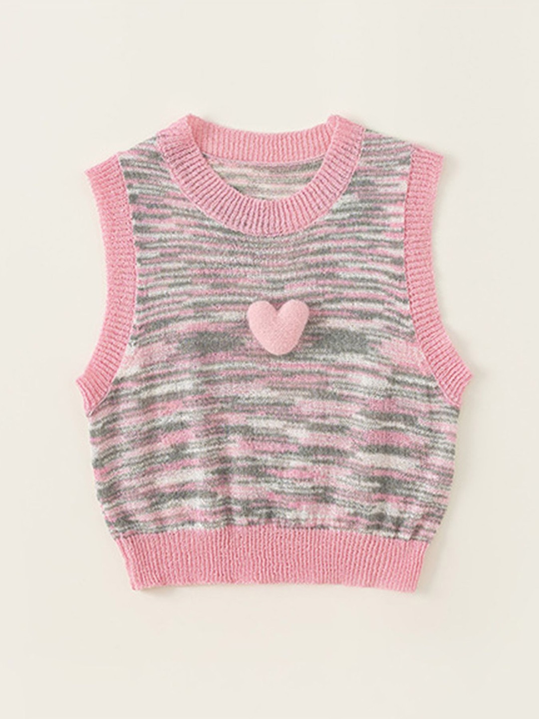

LULU & SKY Girls Printed Sweater Vest with Embellished Detail, Pink