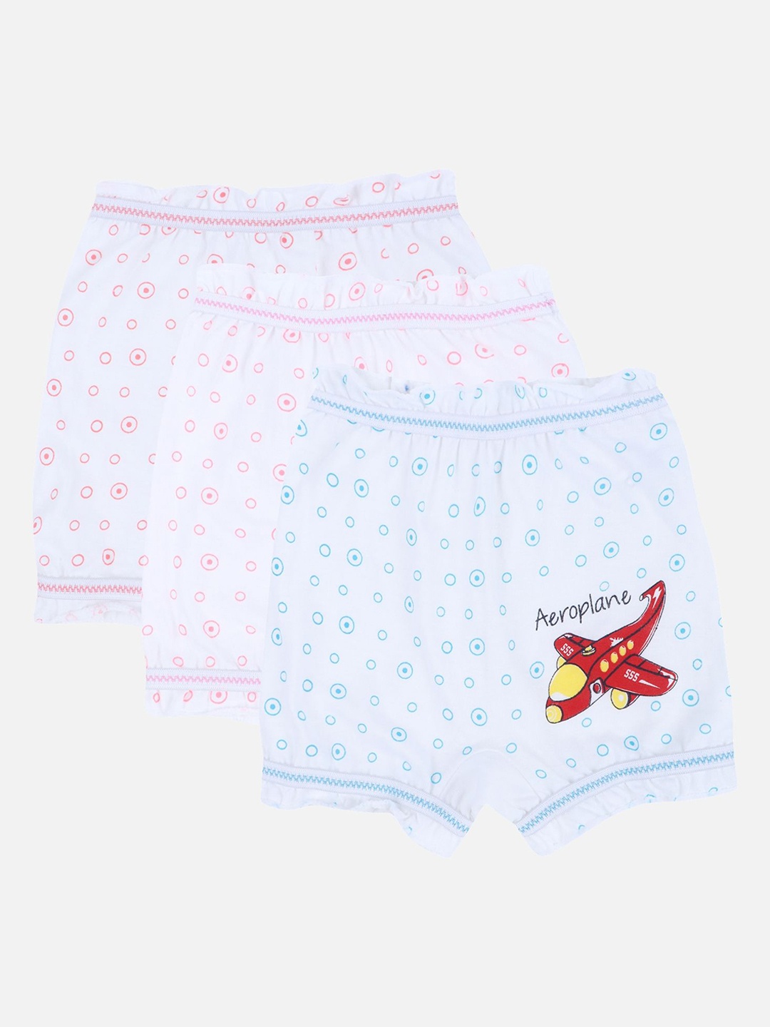 

DYCA Kids Pack Of 3 Printed Basic Briefs, White