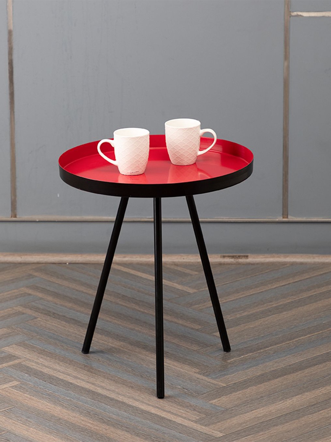 

MARKET99 Red & Black Metal Round Side Table