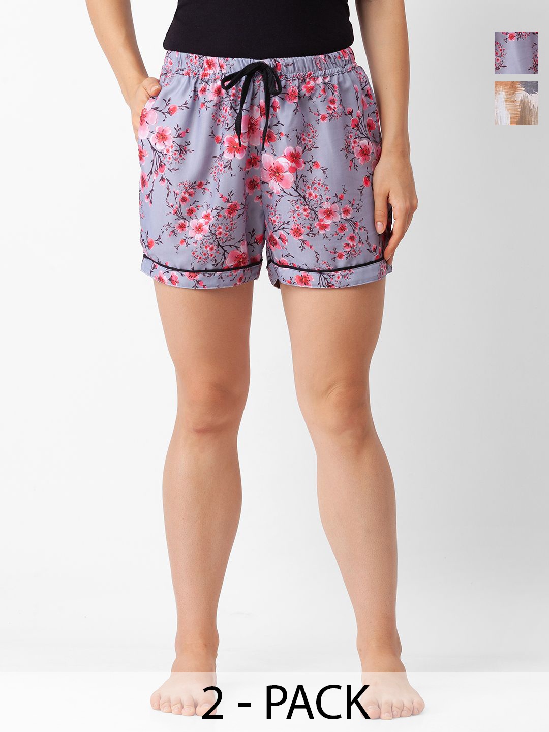 

NOIRA Women 2Pcs Printed Lounge Shorts, White