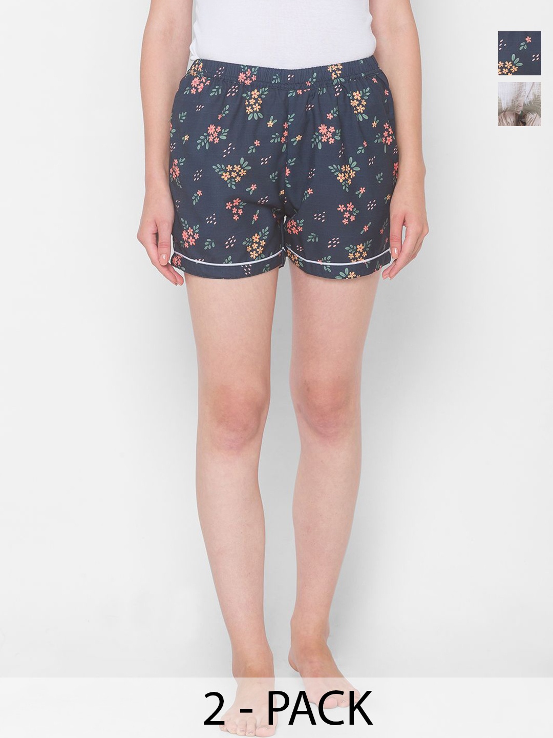 

NOIRA Women Pack 2 Printed Lounge Shorts, White