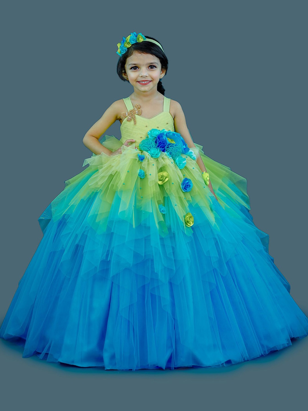 

Li & Li Boutique Girls Tie and Dye Net Gown Dress, Green