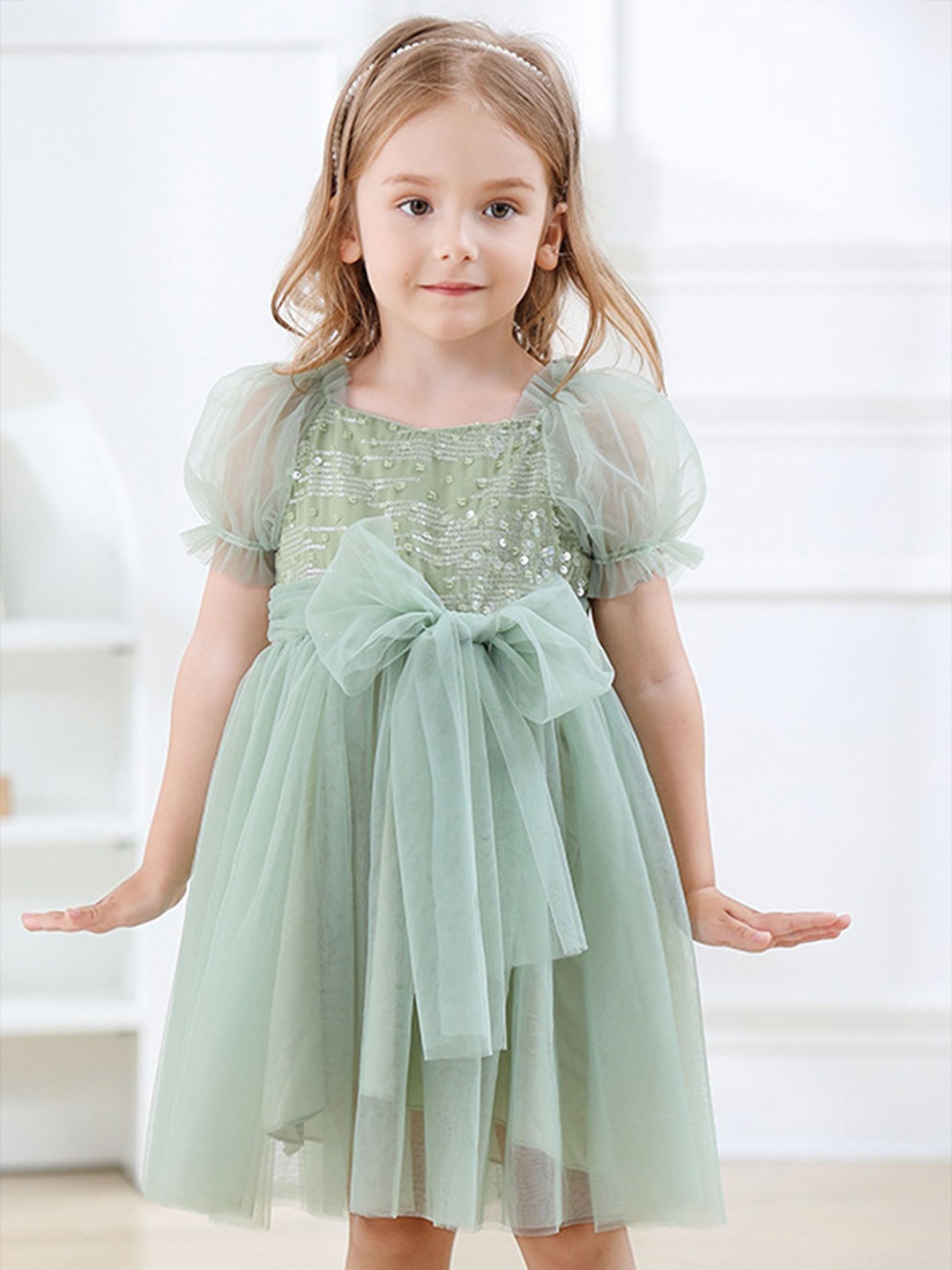 

LULU & SKY Girls Fit & Flare Dress, Green