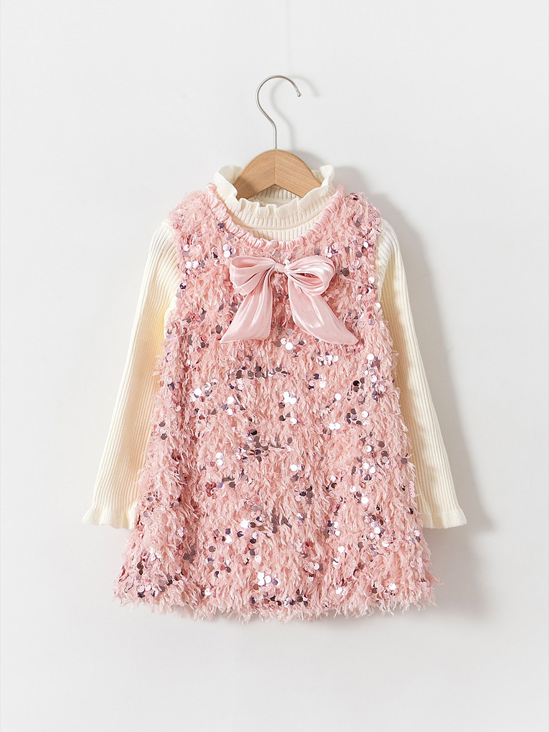 

LULU & SKY Girls Self Design A-Line Dress, Pink