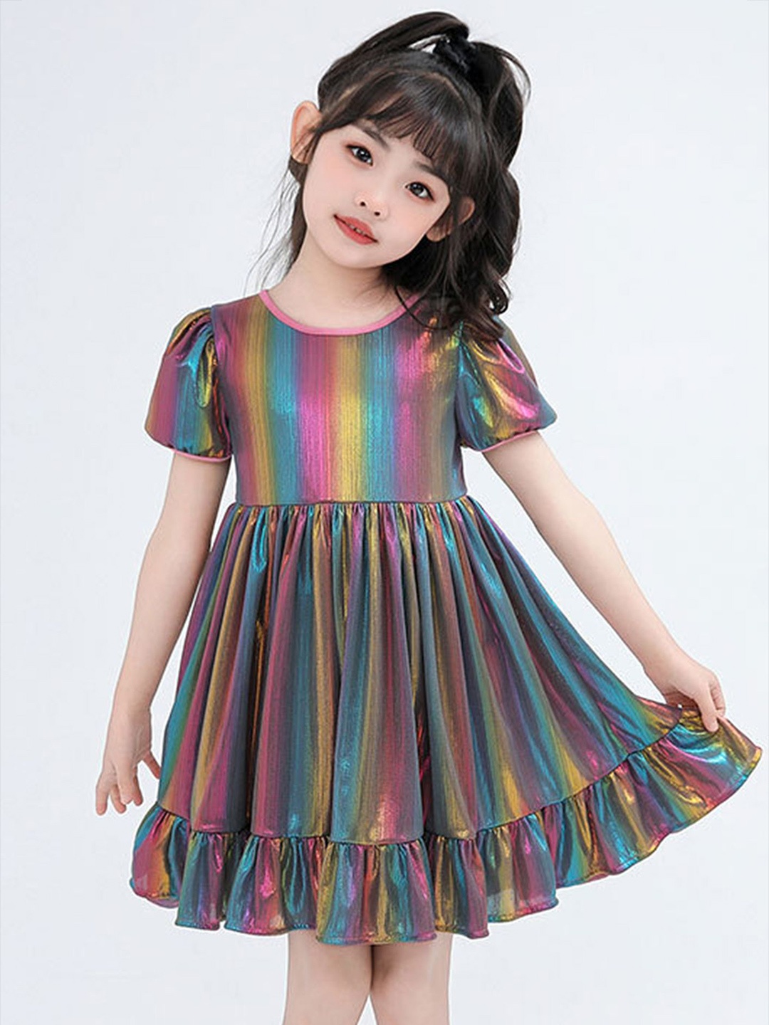 

LULU & SKY Girls Striped Fit & Flare Dress, Yellow