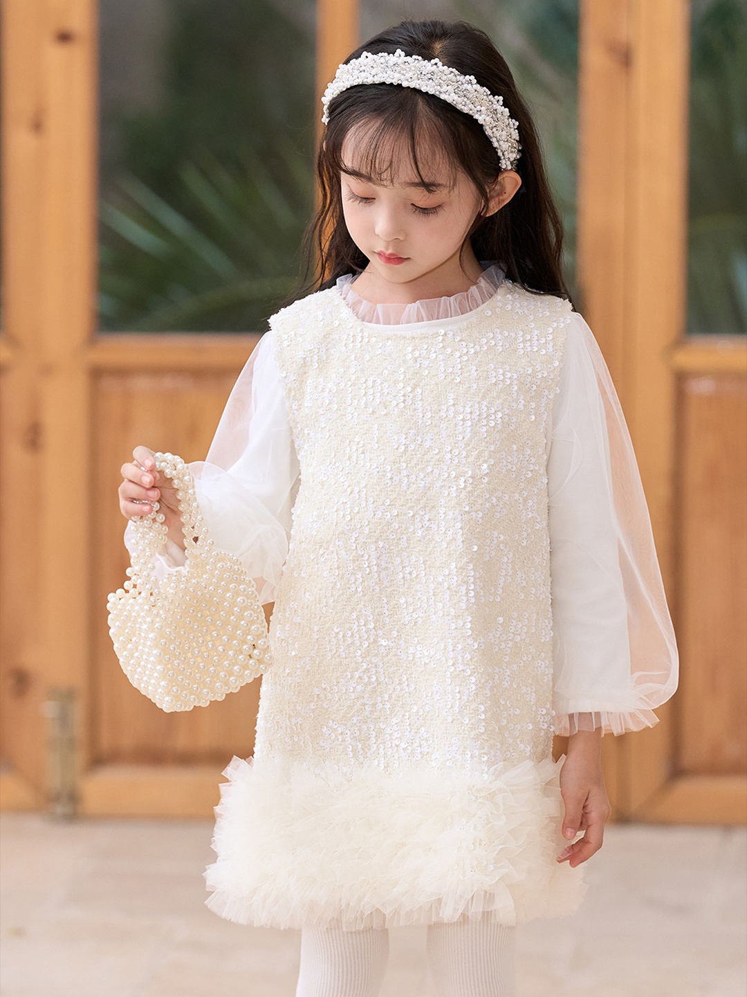 

LULU & SKY Girls Embellished Shift Dress, White