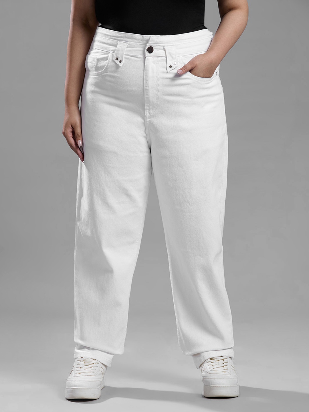 

Style Quotient Women Cotton Straight Fit High-Rise Stretchable Jeans, White