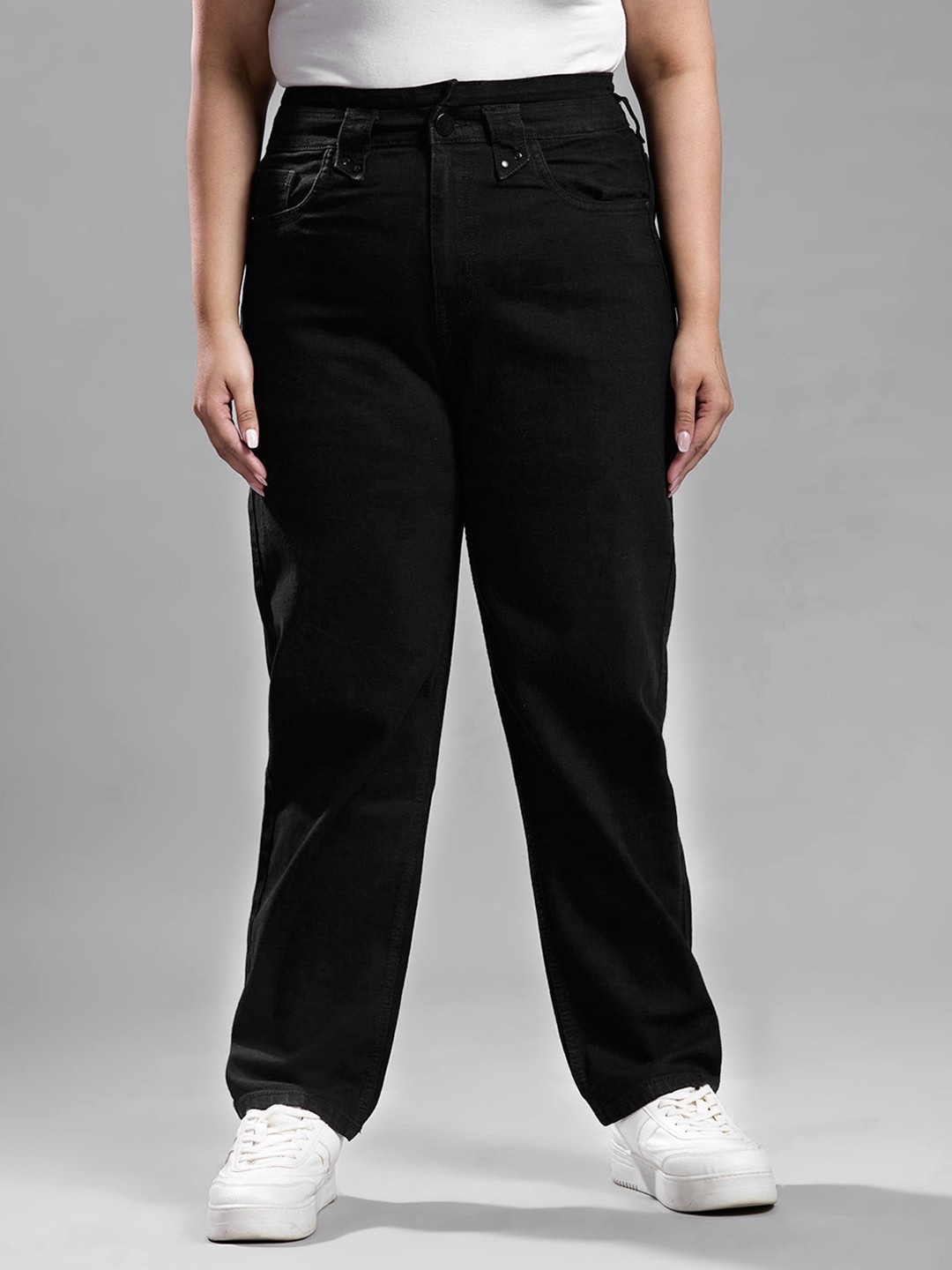 

Style Quotient Women Straight Fit High-Rise Stretchable Jeans, Black