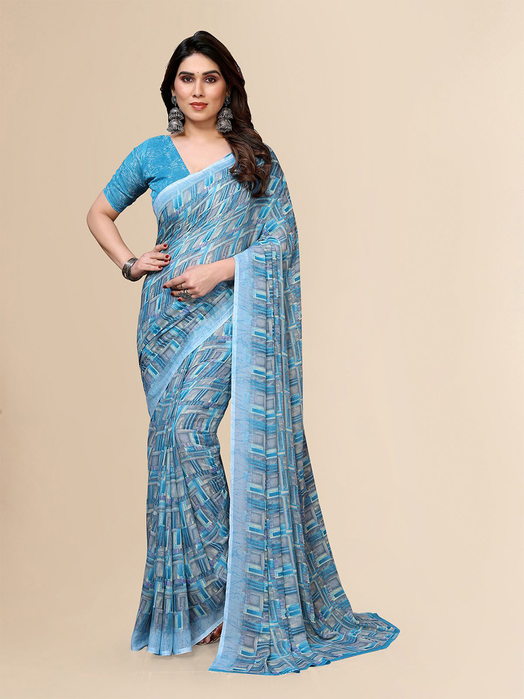 

Moda Rapido Women Printed Saree, Teal