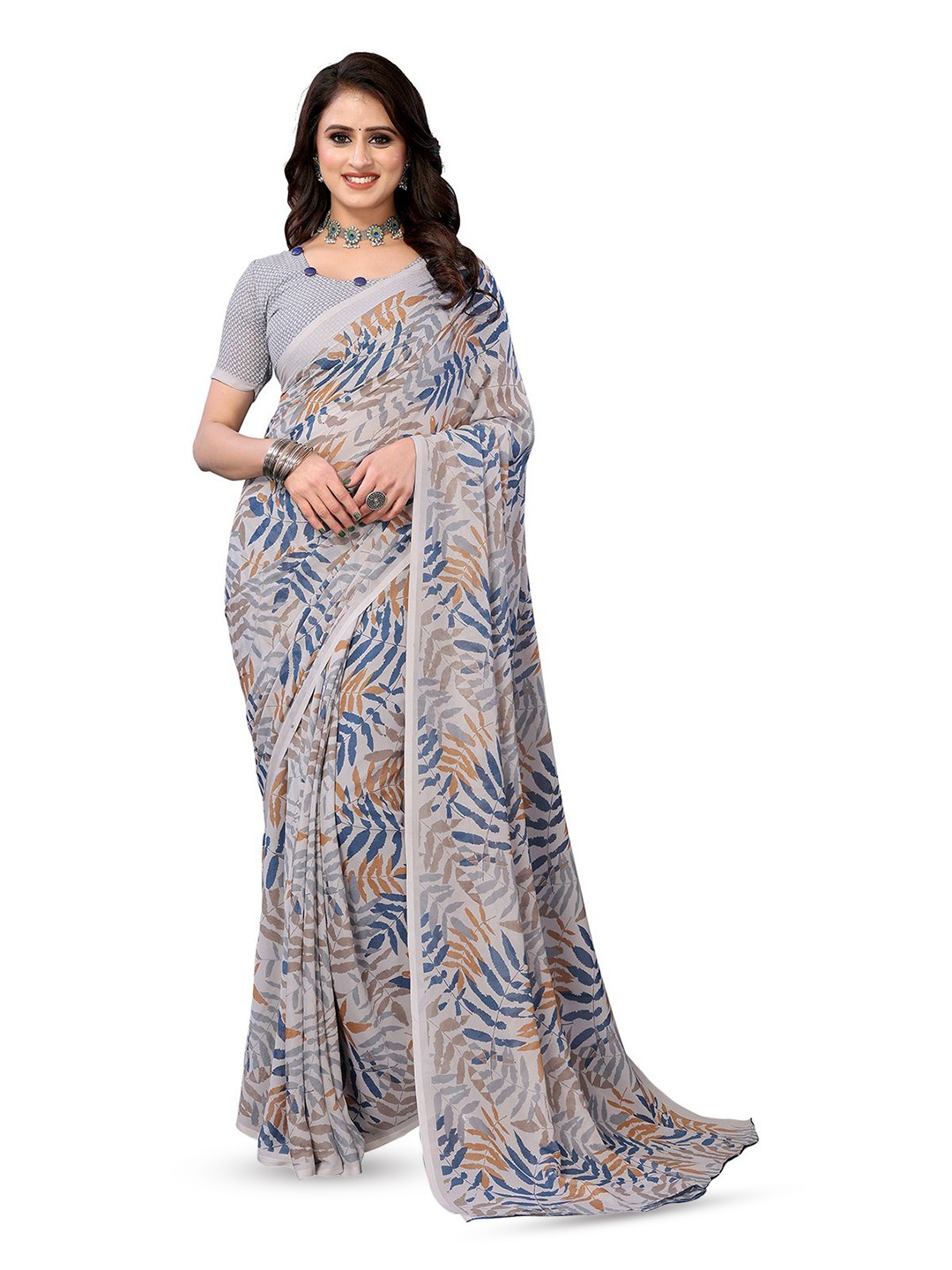 

Moda Rapido Women Floral Printed Saree, Grey